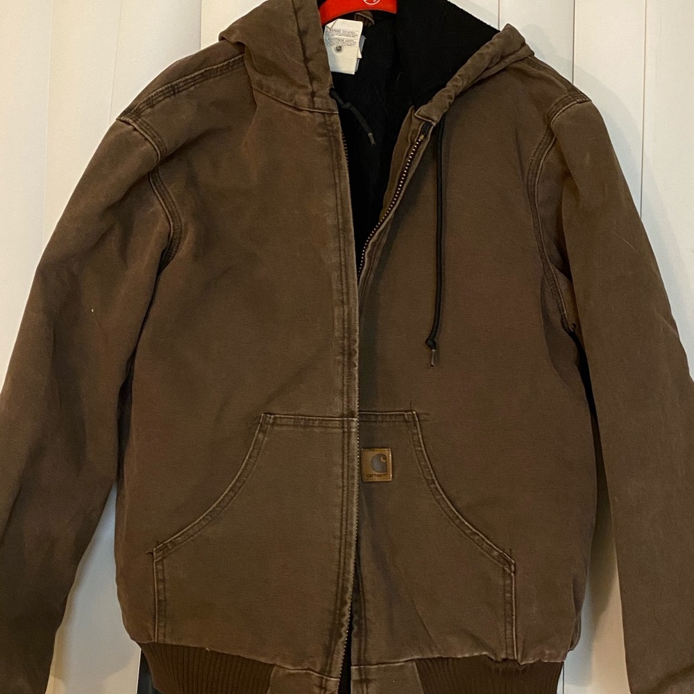 Carhartt work coat sandstone quilted flannel lined